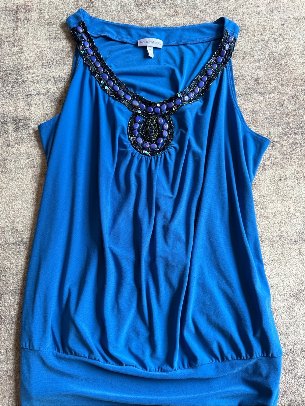 Fashion Bug Royal Blue Beaded Sleeveless Camisole